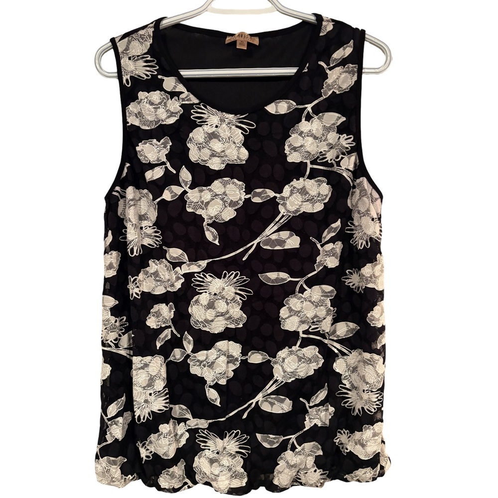 Lavish Black and White Floral Tank Top